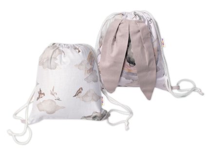 baby nellys detsky bavlneny batoztek s usami slon a duha biely