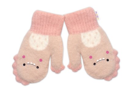zimne rukavicky s kozuskom dino baby nellys bezove 104 110