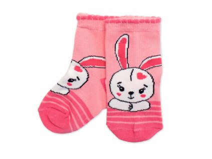 Dětské bavlněné ponožky Králiček - růžové (Velikost 19-22)