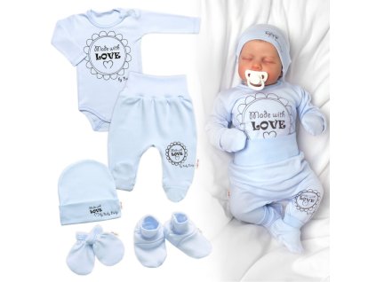 Soupravička do porodnice 5D Made with love, Baby Nellys - modrá (Velikost 50 (0-1m))