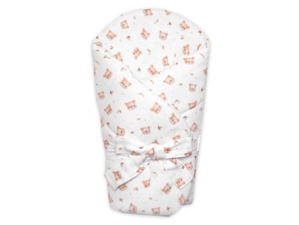 muselinova zavinovacka s vystuzou na zavazovanie teddy bear baby nellys 75x75cm biela
