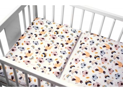 2-dílné bavlněné povlečení Ptáčci a Vážky - bílá, 120x90 cm (Velikost povlečení 135x100)