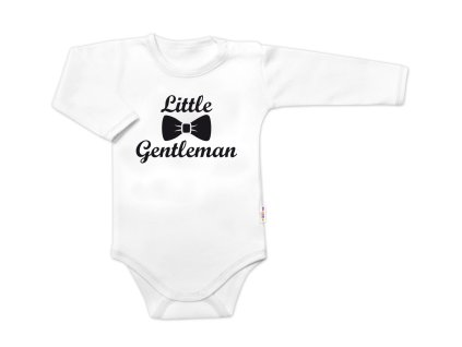 Body dl. rukáv Little Gentleman, bavlna Baby Nellys, bílo/černé (Velikost 56 (1-2m))