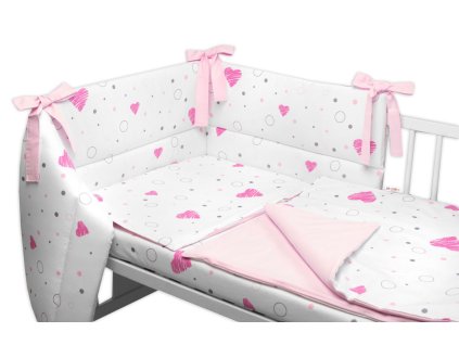 Mantinel s povlečením 3D bavlněná sada, I love Girl, 120x90 cm Baby Nellys, růžový/bílý (Velikost povlečení 120x90)