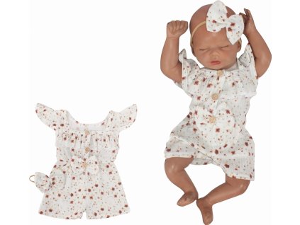Body s nohavičkami kr. rukáv + čelenka, mušelín, 2D sada, Z&Z, bílá (Velikost 56 (1-2m))
