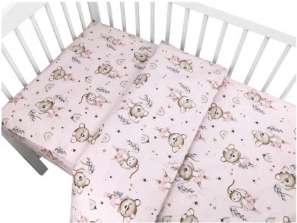 Povlečení do postýlky, bavlna, 2D sada, Little Balerina - růžová (Velikost povlečení 120x90)