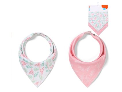 detsky podbradnik satka 2d sada babyono listy ruzova biela