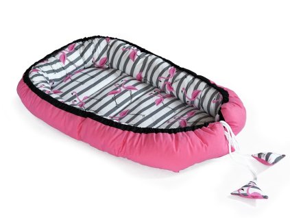 baby nellys obojstranne hniezdocko kokon 60x90cm plamenak prouzky ruzova cerna