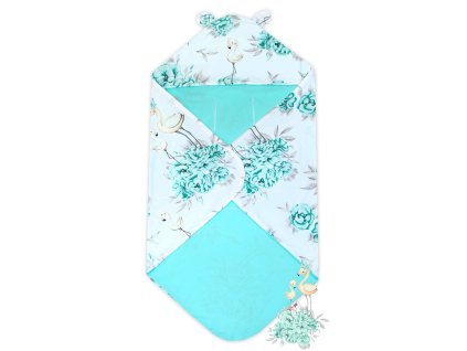 bavlnena zavinovacia deka s kapucnou baby nellys plameniak matovy