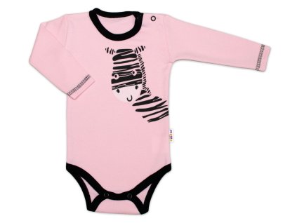 Baby Nellys Body dlouhý rukáv, růžové, Zebra (Velikost 56 (1-2m))