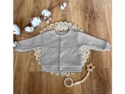 Dětská dvouvrstvá mikina, kabátek, bavlna, Město, Mamatti, šedá (Velikost 74 (6-9m))