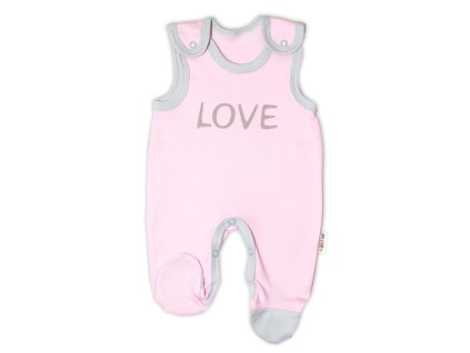 Kojenecké bavlněné dupačky, Love - růžové (Velikost 50 (0-1m))