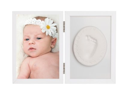 baby odtlacok dvojity ramcek s modelinou pre odtlacok rucicky alebo nozicky biely