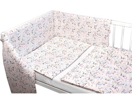 3-dílná sada, mantinel s povlečením Jeřabina - bílá, 120x90 cm (Velikost povlečení 120x90)