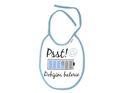 baby nellys nepremokavy podbradnik psst dobijim baterie 24 x 27 cm modry