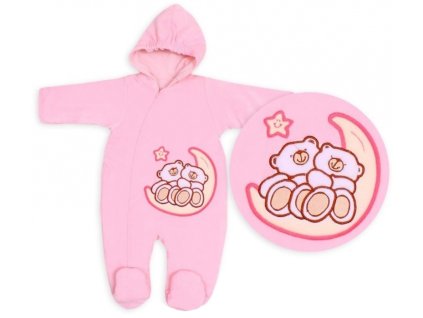 Zimní/podzimní kombinézka/overálek Medvídci - sv. růžová (Velikost 56 (1-2m), 62 (2-3m))
