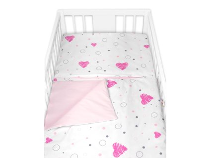Povlečení do postýlky, bavlna 2D sada, I love Girl, růžová/bílá (Velikost povlečení 120x90)