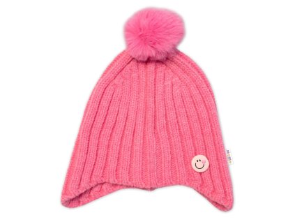 detska zimna ciapka s brmbolcom smile baby nellys ruzova vel 48 54 cm