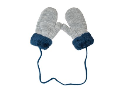 Zimní kojenecké rukavičky s kožíškem - se šňůrkou  YO - šedé/granátový kožíšek (Velikost 80-92 (12-24m))
