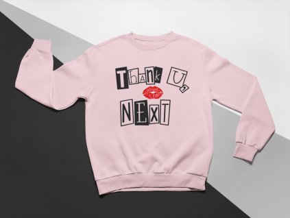 KIDSBEE Stylová dětská dívčí mikina Thank You Next - růžová, vel. 98 (Velikost 98 (2-3r))