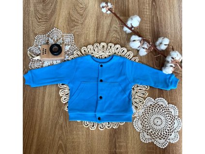 Dětská dvouvrstvá mikina,kabátek, bavlna, Město, Mamatti, modrá (Velikost 56 (1-2m))