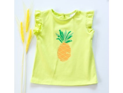 K-Baby Dětské bavlněné triko, krátký rukáv - Ananas - limetka (Velikost 68 (3-6m))