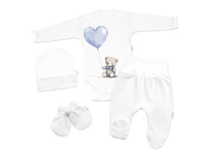 Sada do porodnice pro miminko 4D Teddy Love - bílá/modrá (Velikost 50 (0-1m))