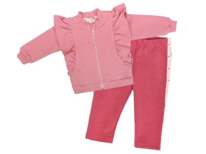 Mamatti Dětská tepláková souprava zapínání na zip Vlčí Mák - růžová, malinová (Velikost 68 (3-6m))