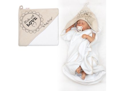 detska termoosuska s kapucnou made with love 80 x 80 cm bila cappucino