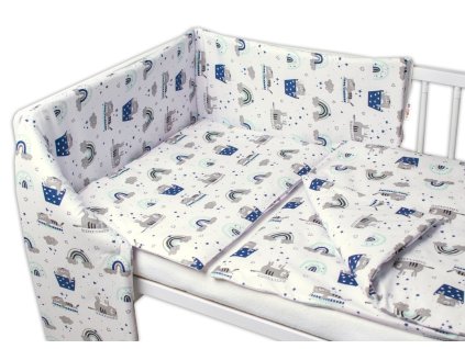 3-dílná sada, mantinel s povlečením Kočičky - granátová/bílá, 120x90 cm (Velikost povlečení 120x90)