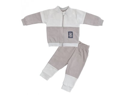 Mamatti Dětská tepláková souprava zapínání na zip, Bear - šedá (Velikost 110 (4-5r))