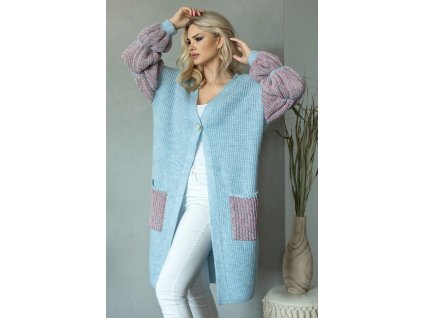 be maamaa dlhy kardigan s naberanymi rukavmi nielen pre tehotne modry