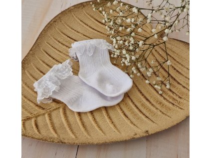 Kojenecké ponožky s krajkovým volánkem bavlna, Z&Z, bílé (Velikost 68-80 (6-12m))