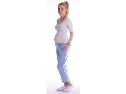 Be MaaMaa Těhotenské 7/8 bederní kalhoty - světle modré (Velikost oblečení S (36))