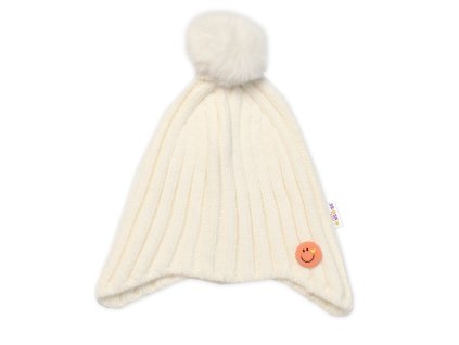 detska zimna ciapka s brmbolcom smile baby nellys smotanova vel 48 54 cm