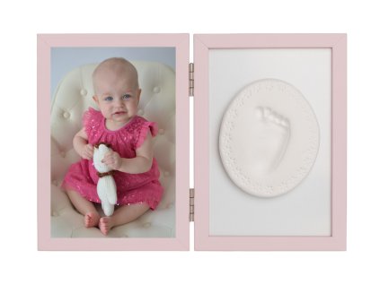 baby odtlacok dvojity ramcek s modelinou pre odtlacok rucicky alebo nozicky ruzovy