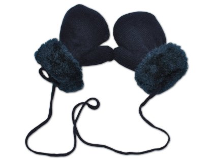 Zimní kojenecké rukavičky s kožíškem - se šňůrkou YO - granát/granátový kožíšek (Velikost 110 (4-5r))