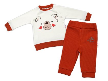 Baby Nellys Kojenecká tepláková souprava Teddy, dvojí zap. u krku - smetanová (Velikost 74 (6-9m))