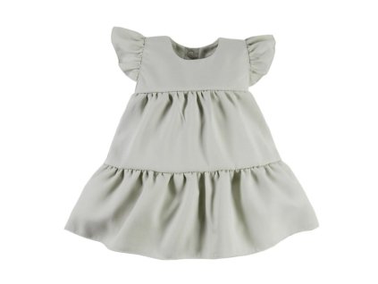 EEVI Dívčí šaty s volánky Nature - khaki (Velikost 62 (2-3m))