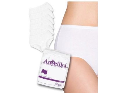 Bavlněné kalhotky Angelika s vysokým pasem, 6ks v balení, bílé (Velikost oblečení S (36))