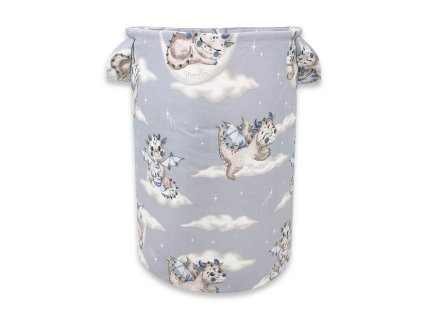 bavlneny kos na hracky dracik mracek modra siva