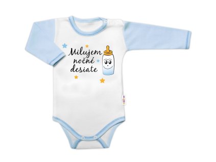 Body dl. rukáv s vtip. textem Baby Nellys, Milujem nočné desiate, kluk (Velikost 56 (1-2m))