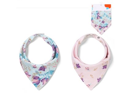 detsky podbradnik satka 2d sada babyono floral lila matova