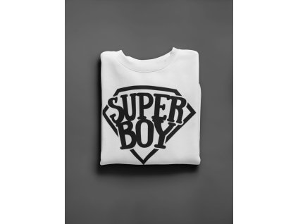 KIDSBEE Super dětská klučičí mikina Super Boy - bílá, vel. 98 (Velikost 98 (2-3r))