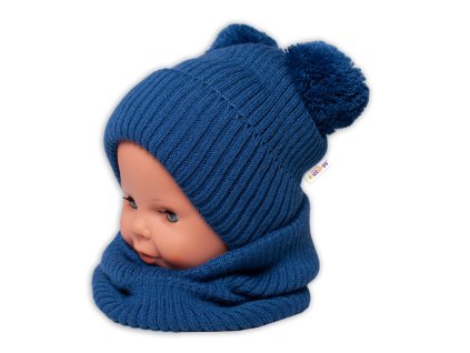 baby nellys zimna pletena ciapka nakrcnik granat s brmbolcami