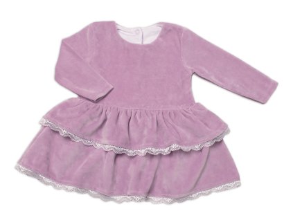 Dívčí velurové šaty Olivie s krajkou Mrofi, lila (Velikost 92 (18-24m))