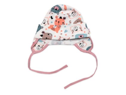 Čepička na zavazování, bavlna, Space Bear, Baby Nellys, pudrová (Velikost 50/56 (0-2m))