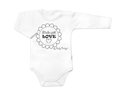 Body dlouhý rukáv Made with love, Baby Nellys, bílé (Velikost 56 (1-2m))