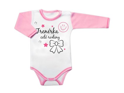 Body dlouhý rukáv s vtipným textem Baby Nellys, Trenérka celé rodiny (Velikost 56 (1-2m))