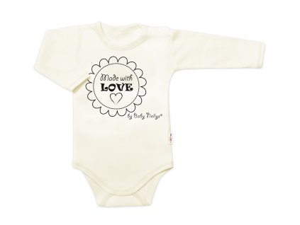 Body dlouhý rukáv Made with love, Baby Nellys, ecru (Velikost 56 (1-2m))